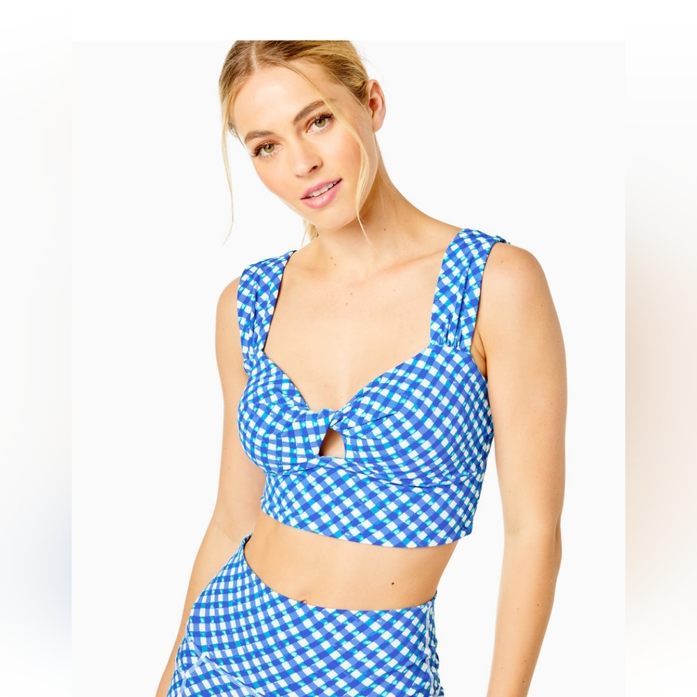 Lilly Pulitzer Blue and White Checkered Sports Bra or swimsuit top